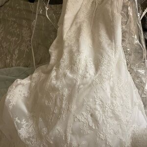 Lace Embroidered White Bridal Gown Skirt